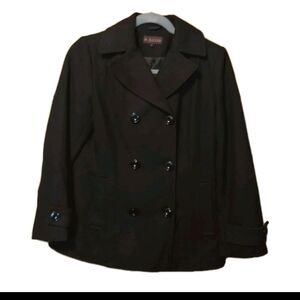 M. Julian Double Breasted Black Pea Coat Size Large